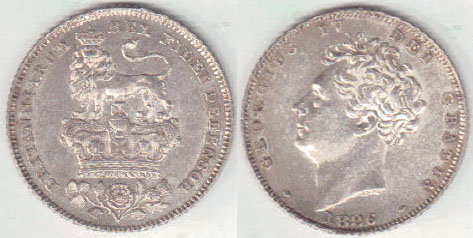 1826 Great Britain silver Sixpence (Unc) A004109